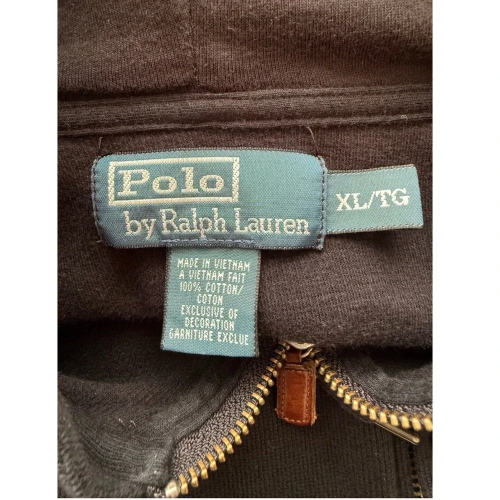 Vintage Y2K Polo Ralph Lauren Full Zip Hoodie Jacket XL Black Blue Pony‎ Logo